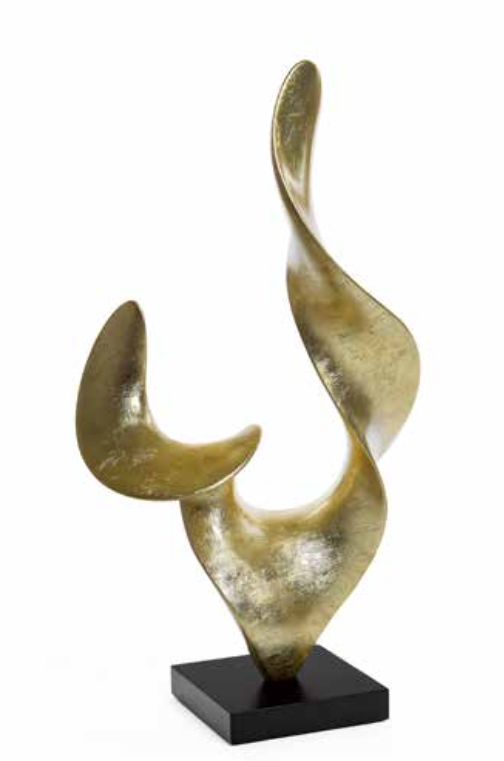 Freestanding gold leaf sculpture on a black base