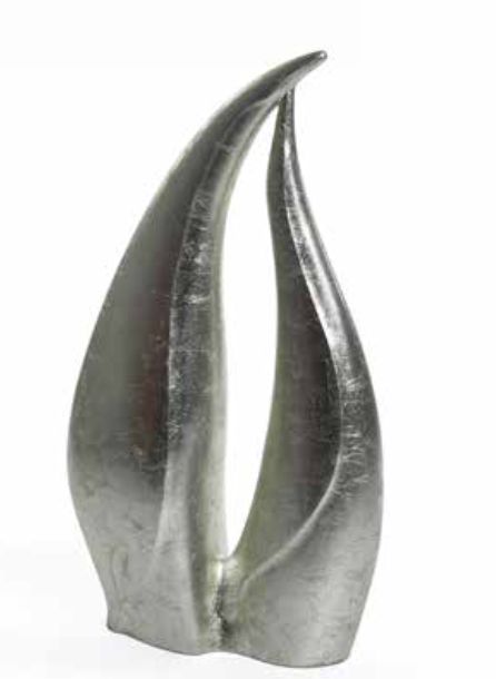 Silver leaf sculpture in a flame form
