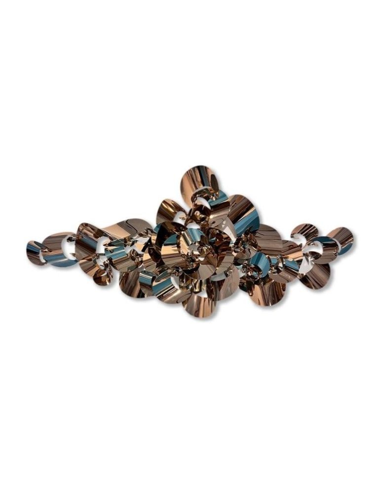 Copper and teal wall sculpture with faceted petals