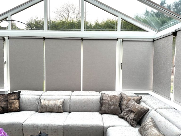 Roller blinds fitted to a conservatory roof