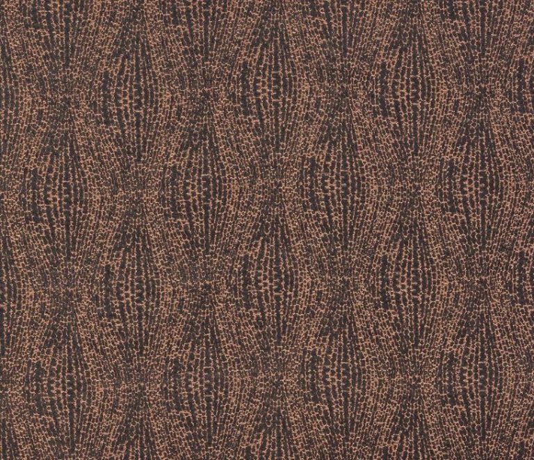 Woven fabric in copper and black with an abstract pattern