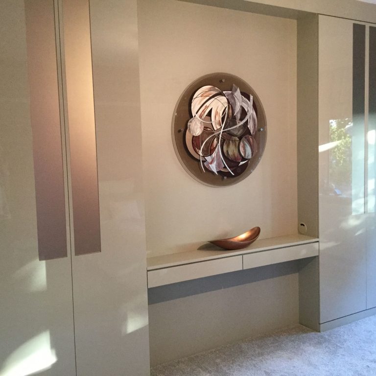 Bespoke console unit fitted into a hallway wall
