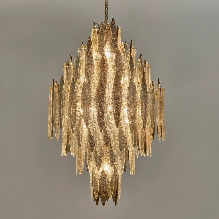 Chandelier with layered gold leaf detailing