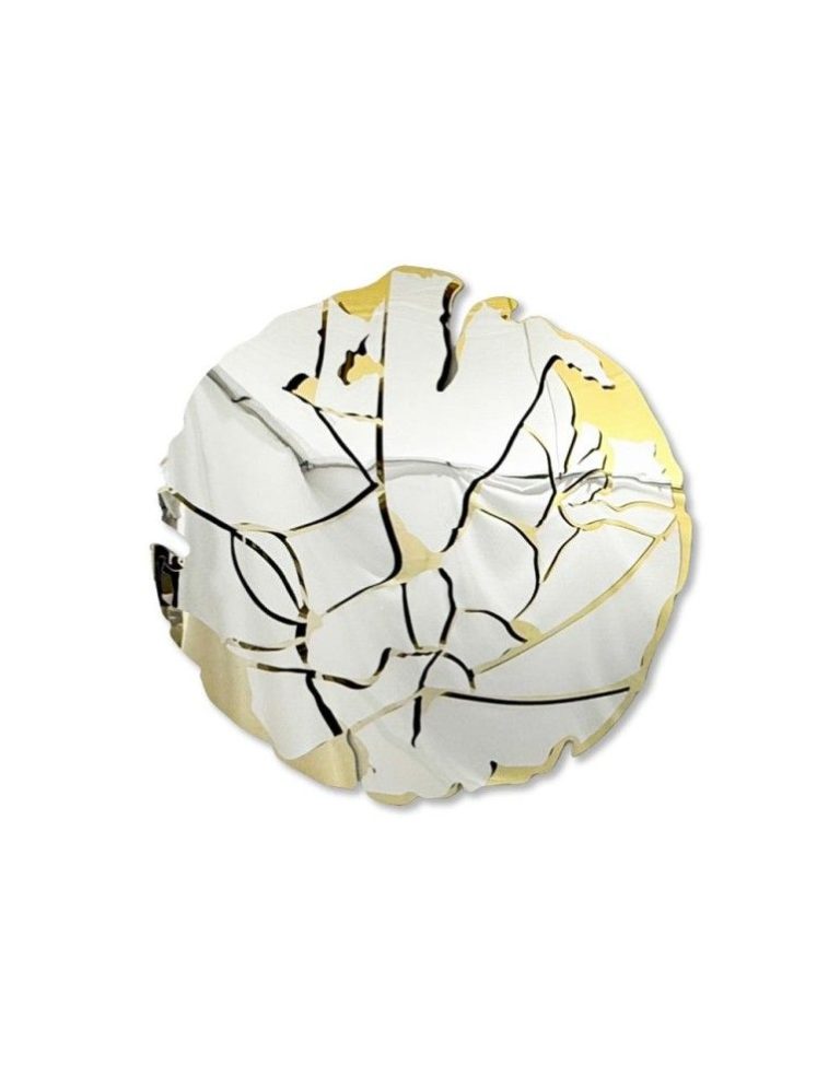 Decorative organic wall mirror with gold line detailing
